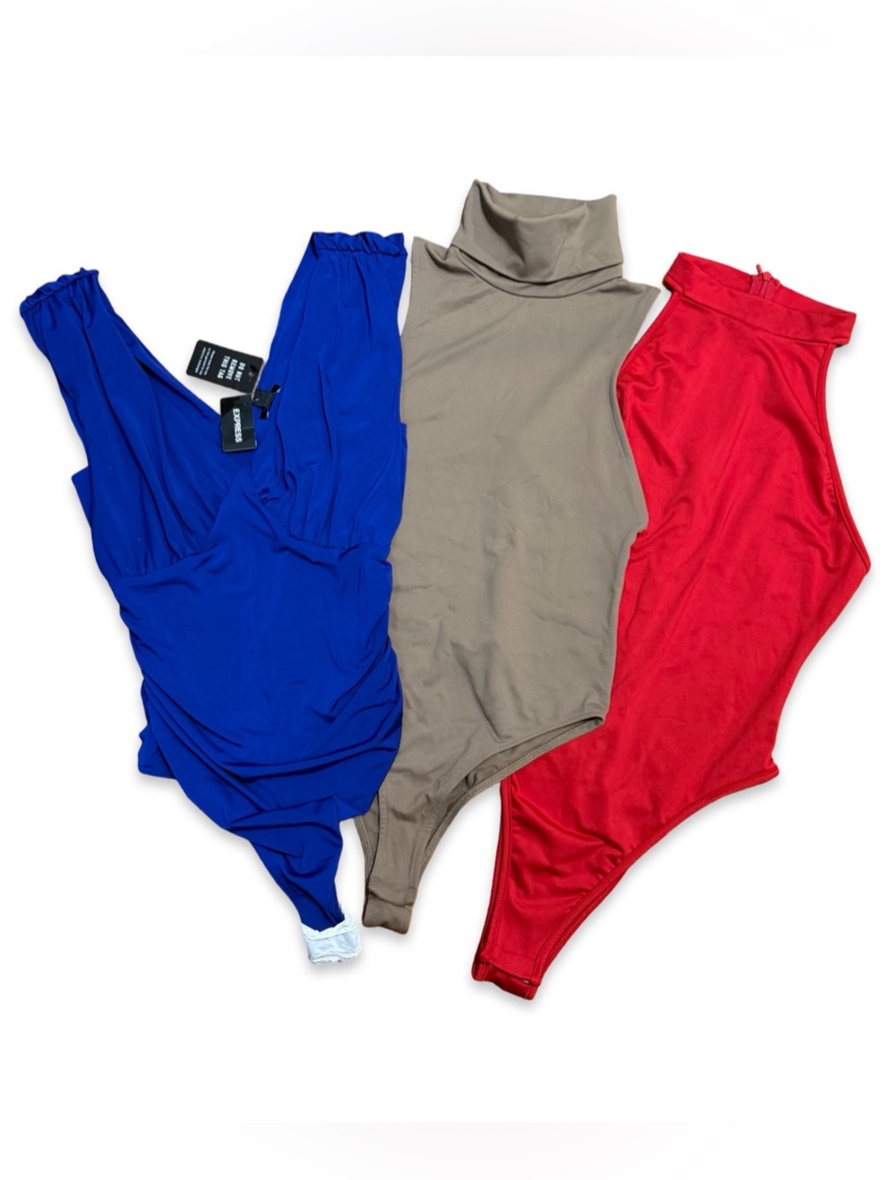Lot of 3 Sleeveless Bodysuits Express Body Contour Zara High Neck Bundle‎ XS/S